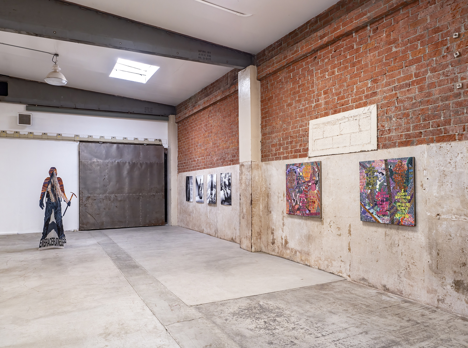 OLYMPUS DIGITAL CAMERA Left to right: Daniel Hawkins (sculpture), Hester Scheurwater (four photographs), Alexandra Grant (two paintings)
