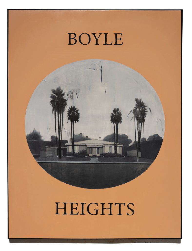 Donnie Molls, Boyle Heights, 2024, Mixed media, oil on canvas, 80 1/2 x 60 1/2 inches
