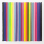  Douglas Meyer, "Neon Stripes", acrylic on canvas, 4 x 4 inches