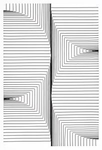 Tim Hawkinson, Pulsul, 2020, Ink on synthetic paper, 60 x 40 inches / 152.4 x 101.6 cm