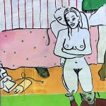 Jessika Wood, Lifting Myself, 1994, Oil and acrylic on canvas, 83 x 36 inches