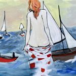 Jessika Wood, The Woman at Sea, 2025, Oil and acrylic on canvas, 36 x 38 inches