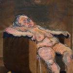 Tanya Haden, Aria, 2025, Acrylic paint on magazine paper, 11.5 x 9.25 inches
