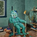 Tanya Haden, The Green Room, 2025, Acrylic paint on magazine paper, 10.5 x 8 inches