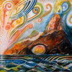 After Thomas Moran 2, 2026 (Fiercely the red sun descending burned his way along the heavens 1876), Acrylic on Panel, 24x 36 inches