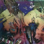 Gegam Kacherian Seekers and observers, 2018 Acrylic and UV coated ink on Mylar 25 x 25 in / 63.5 x 63.5 cm