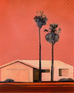 Donnie Molls Two Palms and a House, 2026 Mixed Media oil on paper 16 x 19 in / 40.64 x 48.26 cm Framed: 20.75 x 16.625 / 52.7 x 42.2 cm