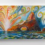 After Thomas Moran 2, 2026 (Fiercely the red sun descending burned his way along the heavens 1876), Acrylic on Panel, 24x 36 inches