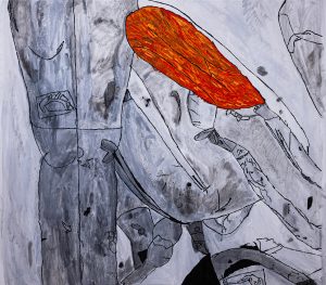 Alex Parrasch, Self Reflections series, 2026, Oil and charcoal on canvas, 48.125’ x 53.625 inchrd