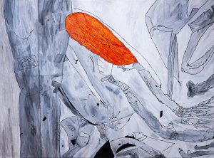 Alex Parrasch, Self Reflections, 2026, Oil and charcoal on canvas, 64.25 x 87 inched