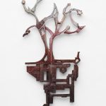 Cynthia Minet | Above and Below, 2026 | Oil paint on cast aluminum | 30 x 16 x 1 in