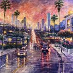 Elena Karenina | California Twilight, 2026 | Original watercolor on paper | 12 x 16 in; 16 x 20 in (framed)
