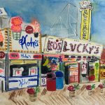 Erin Dunn | Lucky Leo's, 2024 | Watercolor on paper | 11.7 x 16.6 in