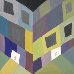 Jody Zellen | People in Buildings_7-7-24, 2024 | Gouache on canvas | 10 x 10 in