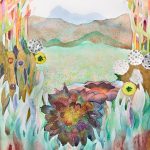 Laura Ball | Vista, 2026 | Watercolor, gesso, wax, and colored pencil on paper | 20 x 16 x 1 in