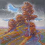 David Eddington | Small Hill in Devon no. 10, 2026 | Casein paint on hanji | 18 x 18 in